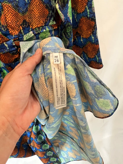 UTERQÜE. Vestido midi estampado satinado. T M