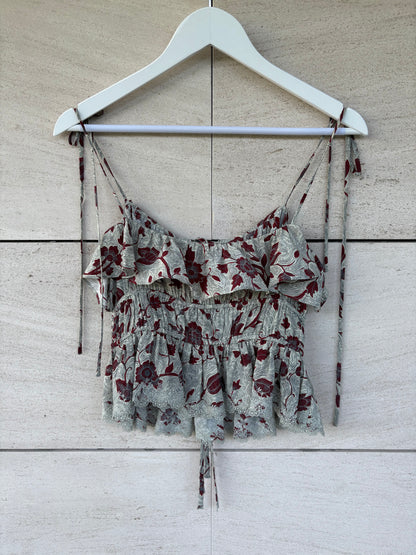 ULLA JOHNSON, Top seda estampado. T S