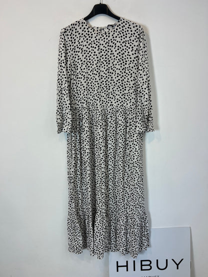 ZARA. Long white polka dot dress. XS (S/M)