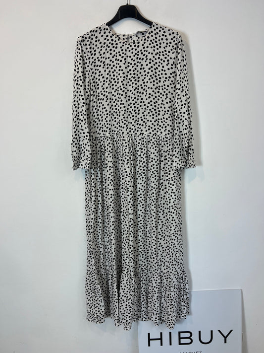 ZARA. Long white polka dot dress. XS (S/M)