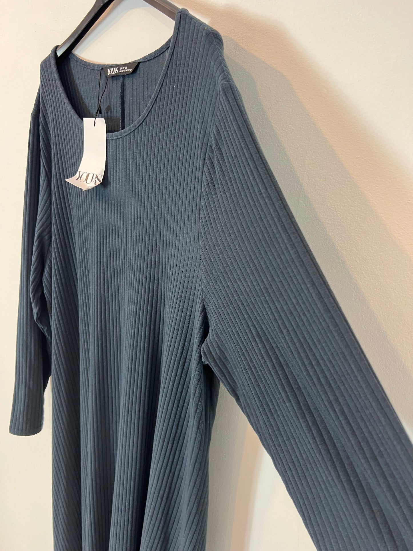 YOURS. Vestido azul canalé T.54/56