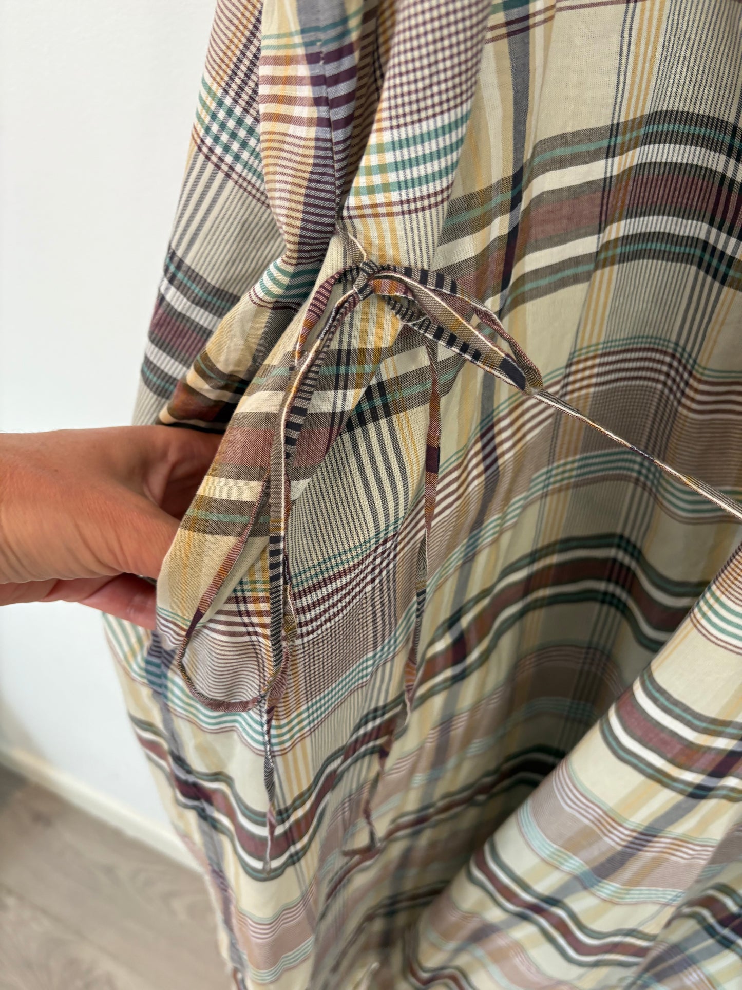 MARLOTA. Vestido largo cuadros textura ligera