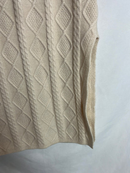 MANGO. Falda midi puenteo beige apertura. T XS