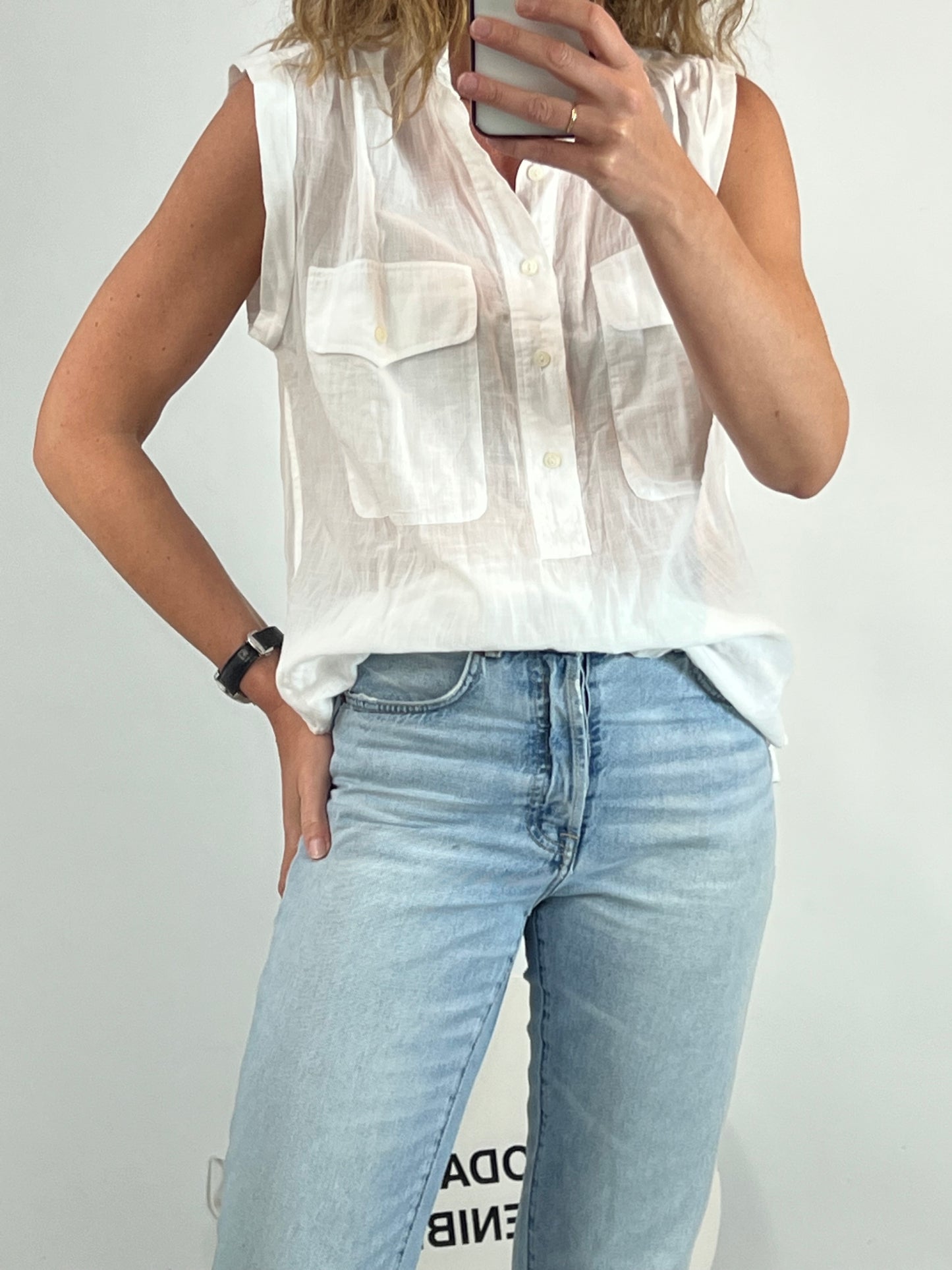 POLO RALPH LAUREN. Blusa sin mangas blanca algodón. T 12(L)