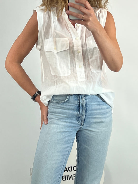 POLO RALPH LAUREN. Blusa sin mangas blanca algodón. T 12(L)