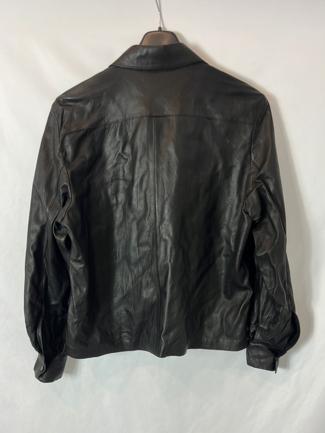 &amp;OTHER STORIES. Black leather overshirt, size 40