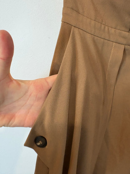 IQ COLLECTION. Falda midi marrón bolsillos