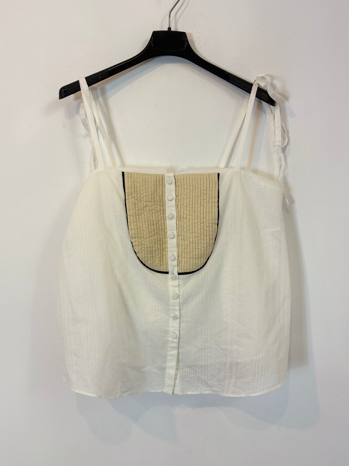 ZARA. Top blanco detalle escote. T XL