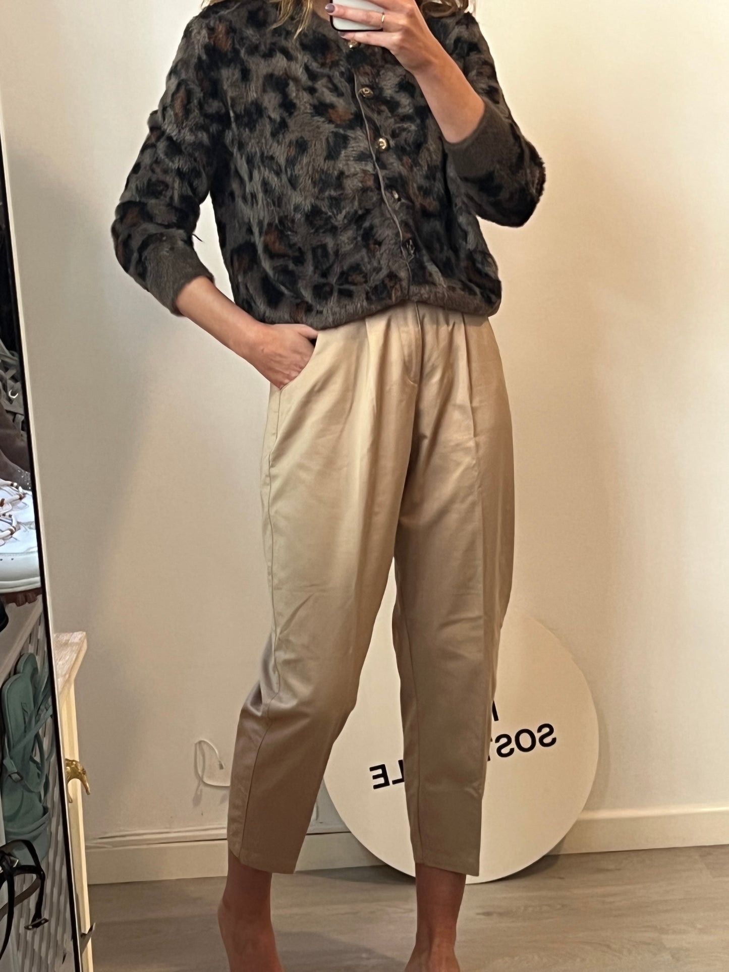 ZARA. Cárdigan textura animal print. T XL