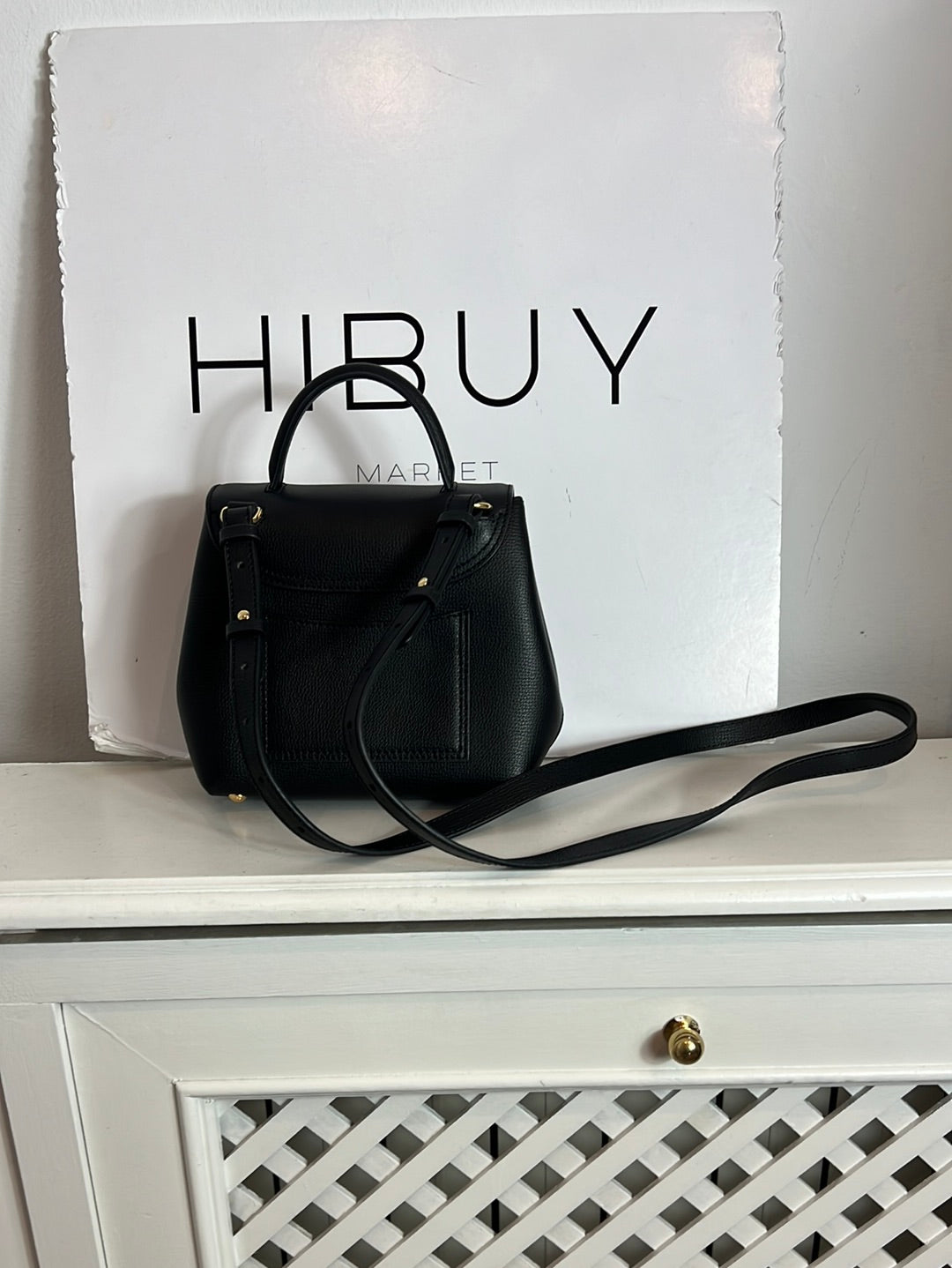 POLLENE. Black mini bag with long handle