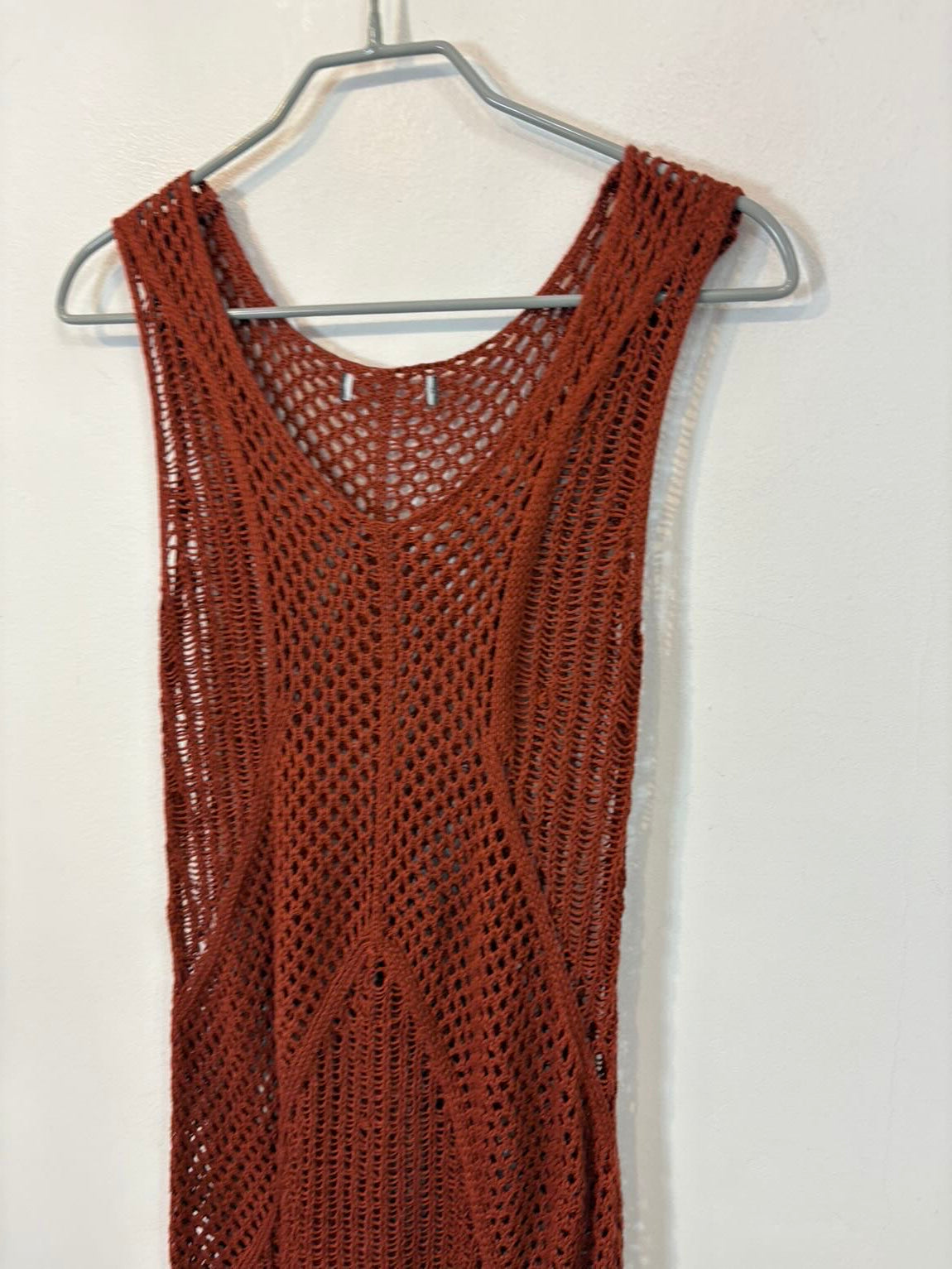 Vestido midi calado teja