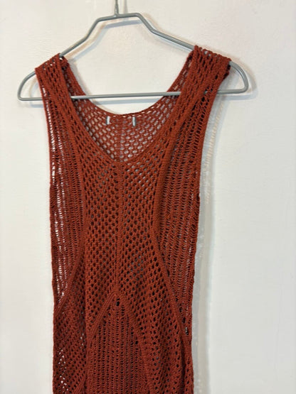 Vestido midi calado teja