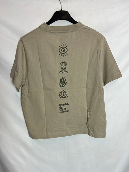 TRENSPLANTS. Beige T-shirt with back designs. TS