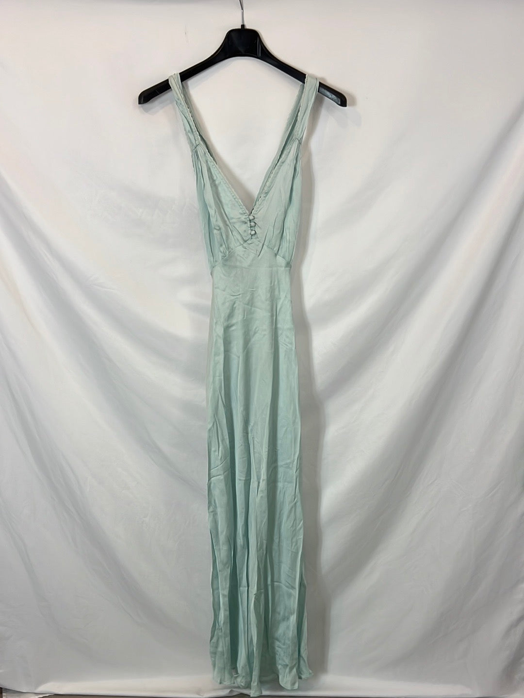 ZARA. Vestido lencero verde agua T.s