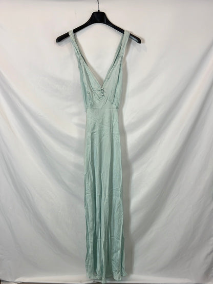 ZARA. Vestido lencero verde agua T.s