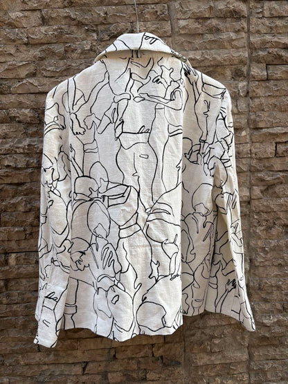ISABEL DE PEDRO. Chaqueta lino estampada