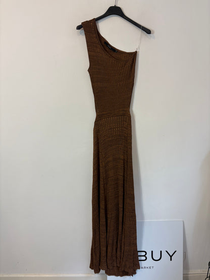 VEZAVENA. Vestido largo marrón aberturas