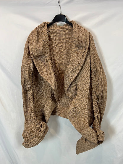 DRIES VAN NOTEN. Beige gathered jacket. TS