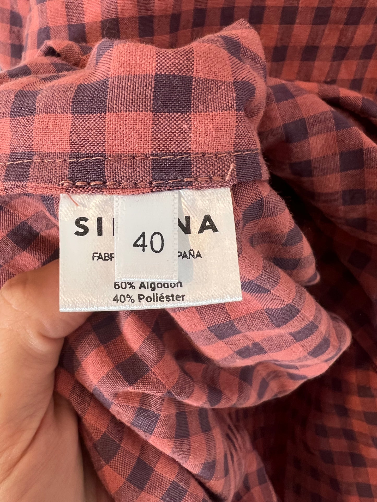 SIMONA. Gingham blouse, size 40