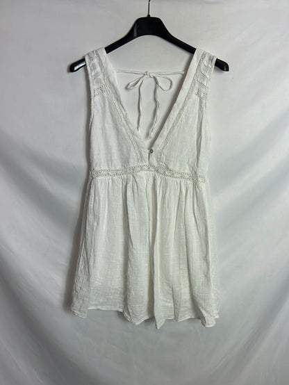 OTHERS. Linen dress-effect short jumpsuit. XS/S