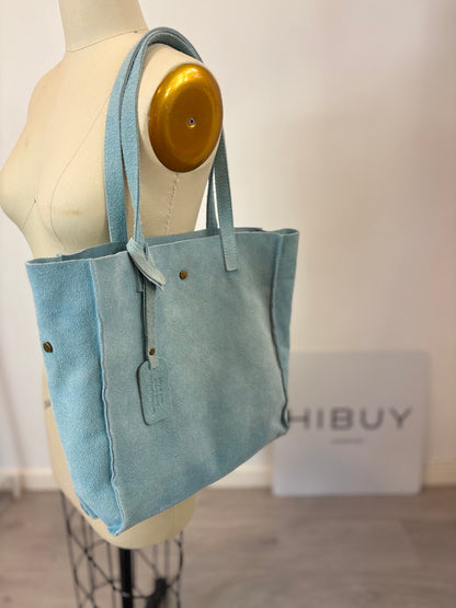 OTRAS. Bolso tote piel azul claro