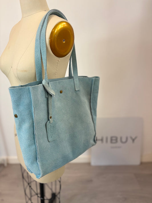 OTRAS. Bolso tote piel azul claro