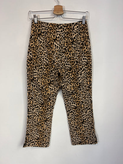 ZARA. Flared animal print trousers T.xs