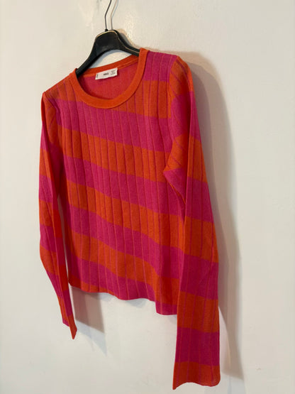 MANGO. Jersey fino rayas fucsia
