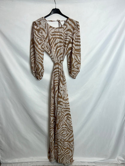 OTRAS. Vestido largo estampado apreturas. T M