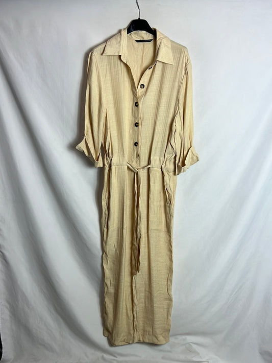 ZARA. Mono largo textura beige. T S