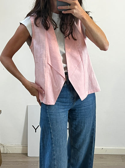 MARIANDRADA. Chaleco lino rosa
