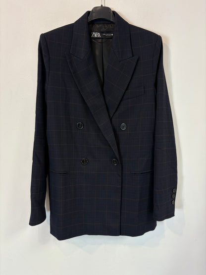 ZARA. Blazer azul marino cuadros