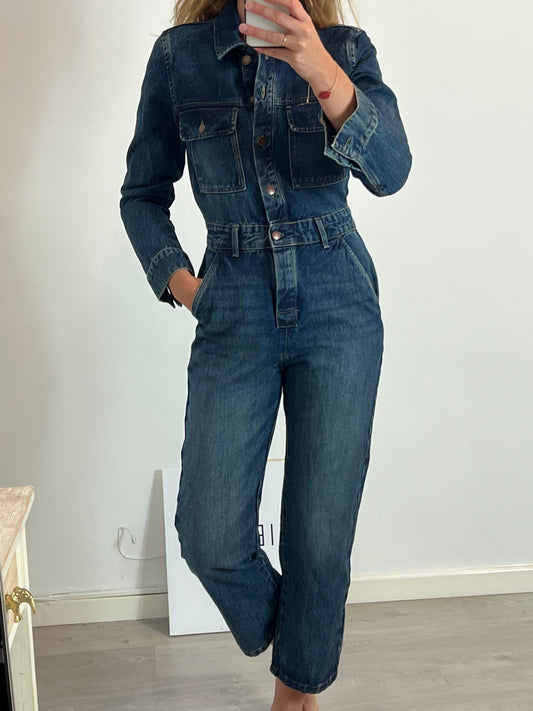 ZARA. Dark denim jumpsuit Ts