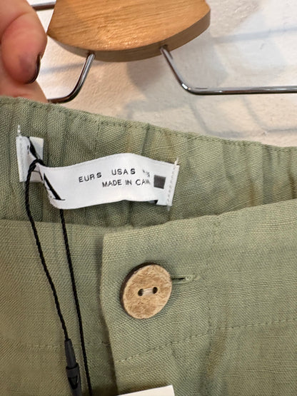 ZARA. Falda midi verde mezcla. T M