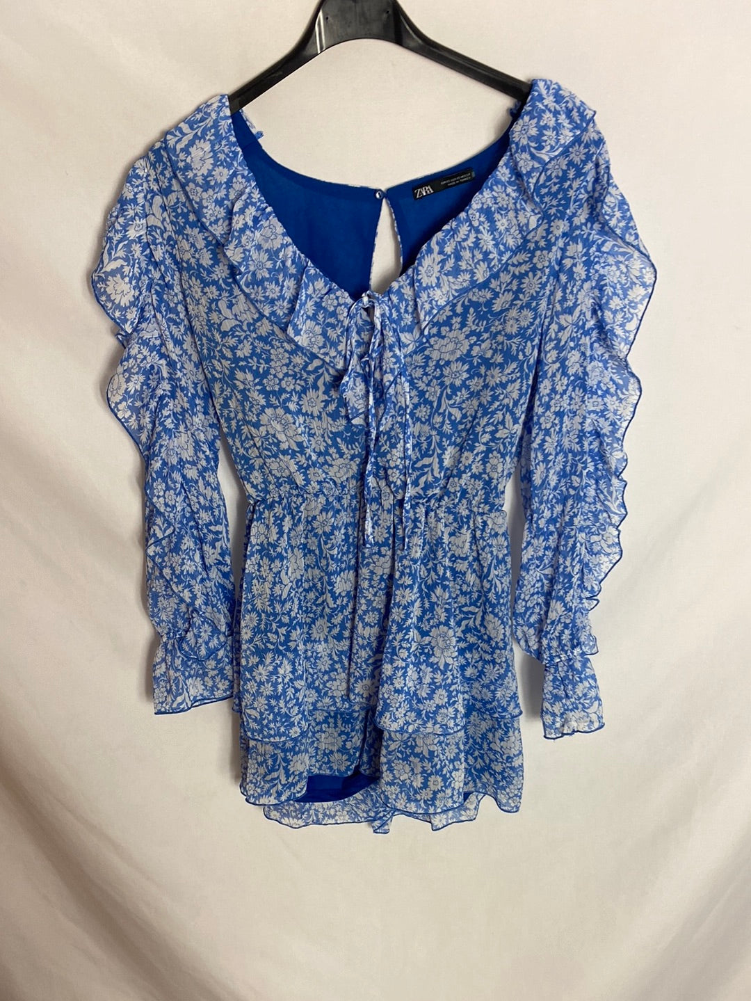 ZARA.Blue floral jumpsuit T.xs