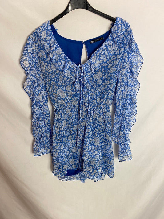 ZARA.Mono azul flores T.xs