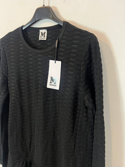 MISSONI. Black dress with shiny thread texture. Size 42