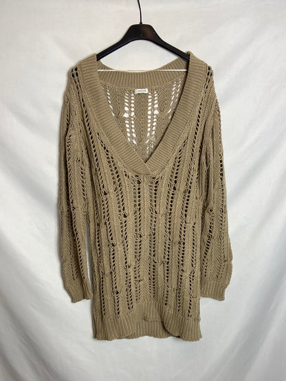 TRUCCO. Beige die-cut sweater S. U. (S)