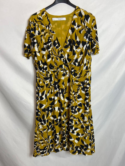 PEDRO DEL HIERRO. Vestido pistacho flores. T.M