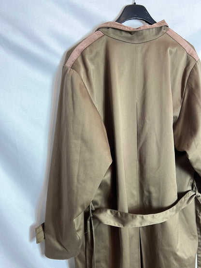 PRISCILLE. Double-textured green trench coat. TM