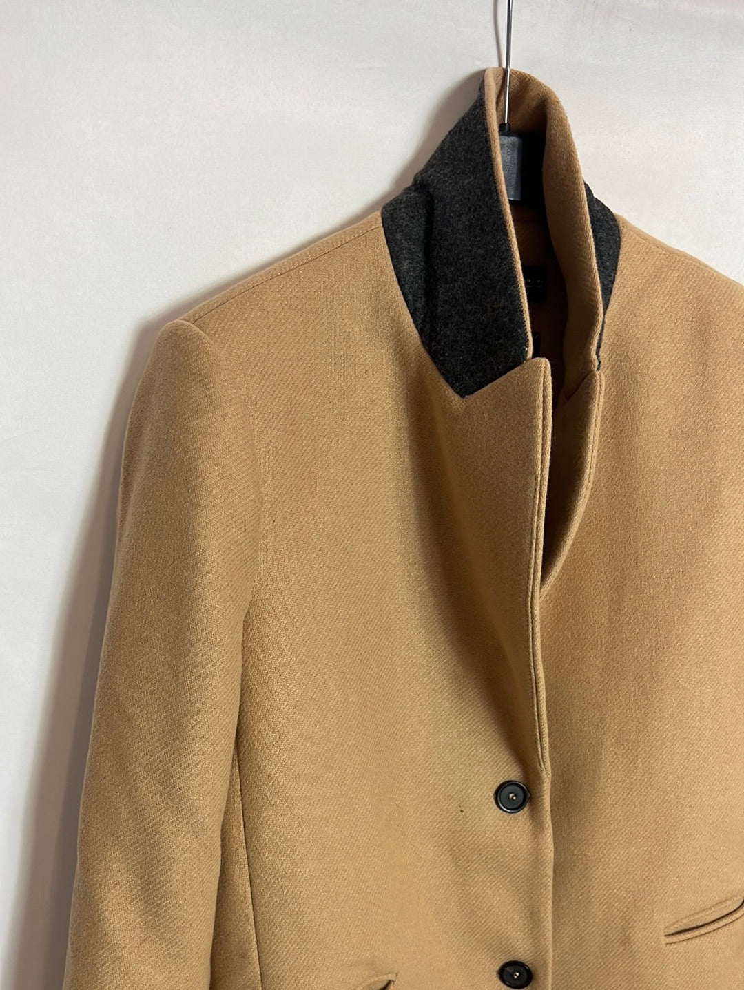 ZARA. Abrigo beige lana T.m