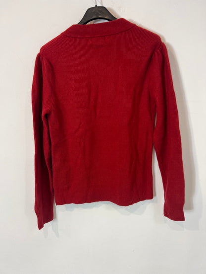 CLAUDIE PIERLOT. Jersey rojo detalle botones. T 1 (S)