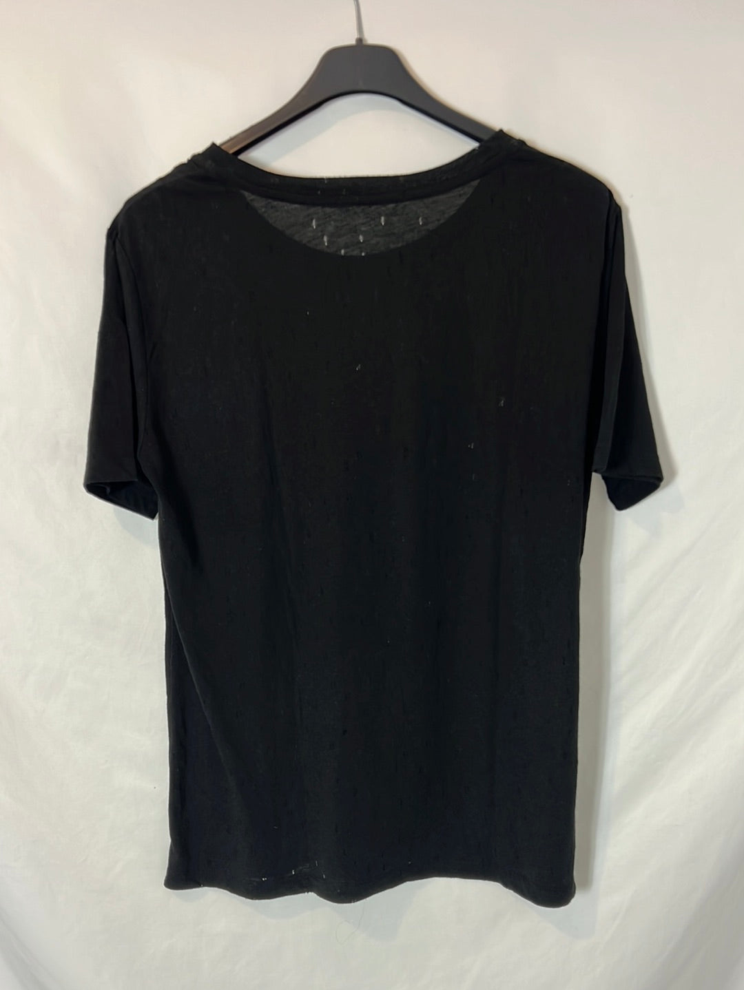 ALEXANDER WANG. Camiseta negra perforada. T M
