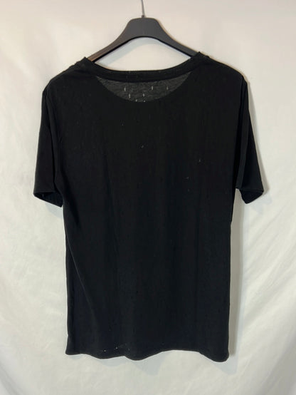 ALEXANDER WANG. Camiseta negra perforada. T M