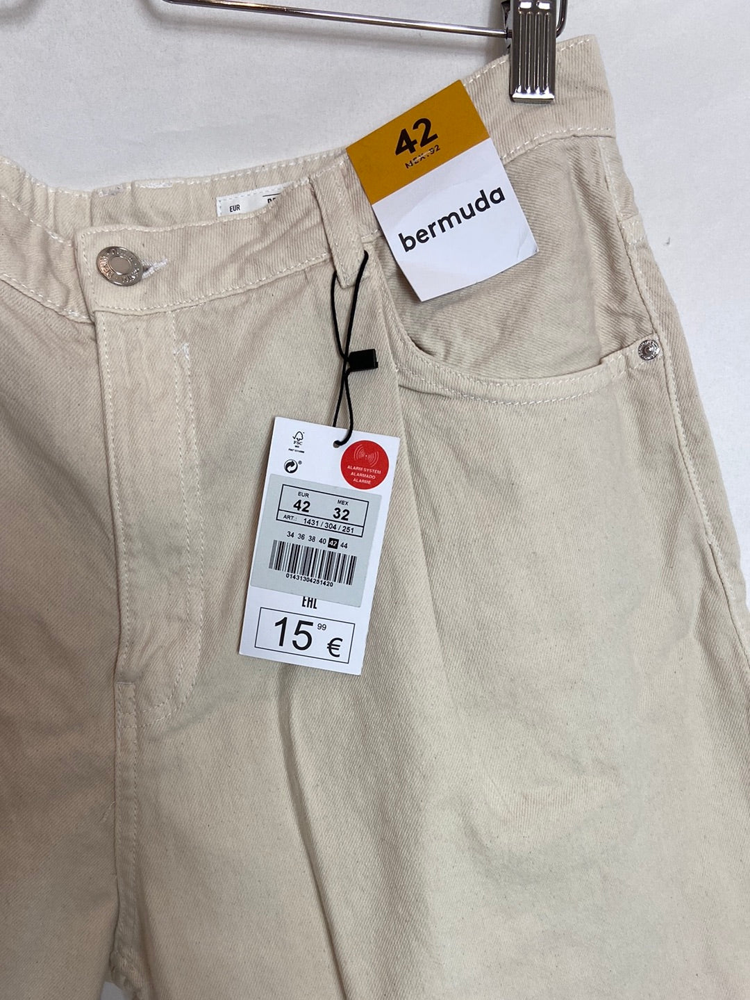 LEFTIES. Bermuda denim beige T.42