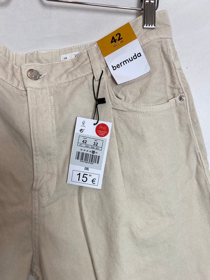 LEFTIES. Bermuda denim beige T.42