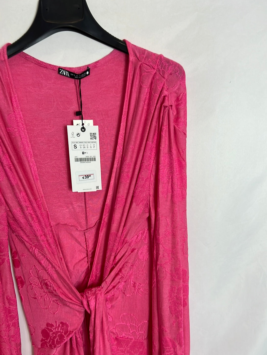 ZARA. Kimono rosa flores T.s