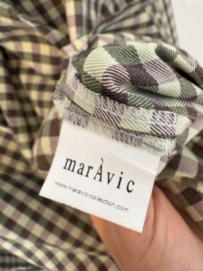 MARÁVIC. Camisa cuadros tonos verdes y rosas
