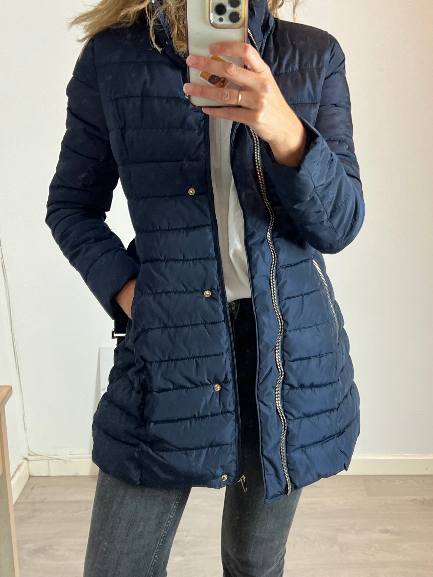 KELREBEC. Plumas azul detalle cremallera. T M