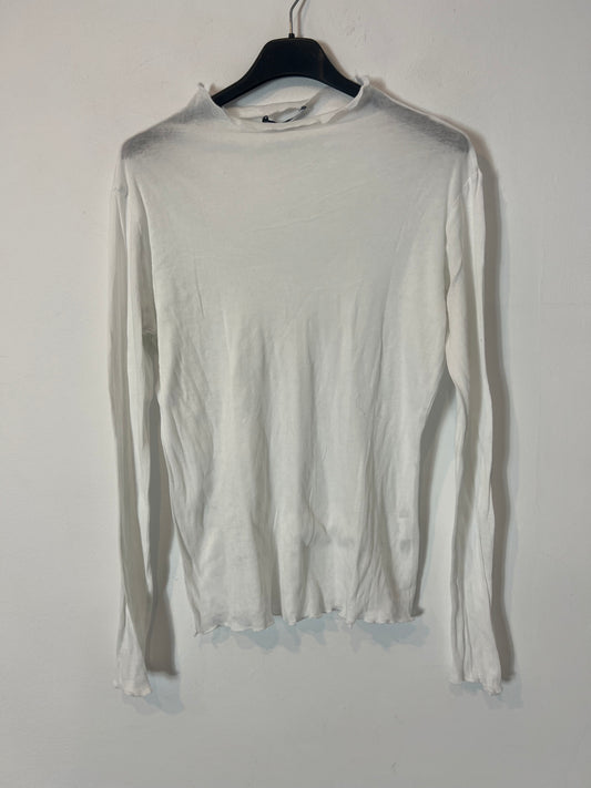 ZARA. Top blanco algodón. T L